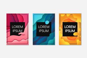 Abstract papercut banner set vector