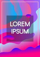 Abstract fluid shapes neon background with text frame vector