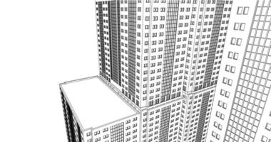 Architecture background with high rise building drawing line vector