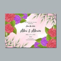 beautiful blooming roses hand drawn watercolor wedding invitation card. save the date. vector design