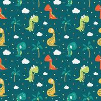 Cute Dinosaurs Seamless Pattern in organic style vector