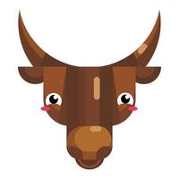 Bull face emoji, happy blushing in embarrassment cow icon isolated vector