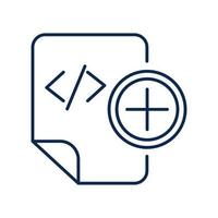 HTML tag adding blue monochrome thin line pictogram vector