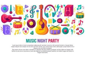 Music night party invitation poster vector template