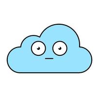 Shocked cloud emoji outline illustration vector