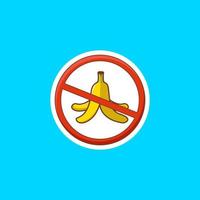 la señal de prohibición no arroje una cáscara de plátano aquí, vector de plátano, ilustración de plátano, icono de plátano
