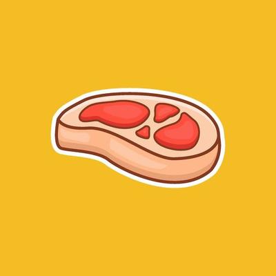 steak meat with simple style illustration, meat vector, meat icon, steak meat isolated design