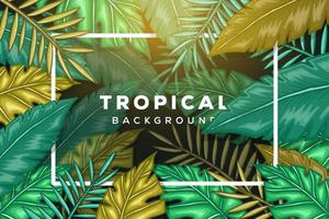 tropical leaves background with frame. vector tropical leaves. abstract leaves design background