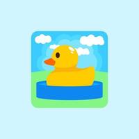 duck bath on the pool illustration