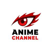 anime ojos visión fuego cultura pop diseño de logotipo vector