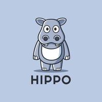 mascot playful Hippo cartoon logo design vector