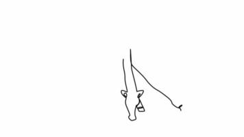 desenho de uma linha contínua. girafa símbolo ambulante. logotipo da girafa. ilustração vetorial video