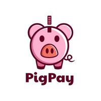 Piggy bank with falling money coin logo design vector