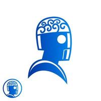 smart brain intelligence robot  cyborg ai character logo design vector