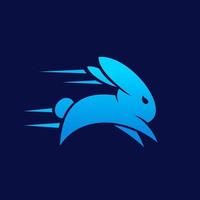 Blue rabbit Run fast flash Logo designs inspiration vector