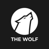 night Wolf howling logo design vector