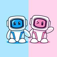 Blue and pink Robot partner character design vector