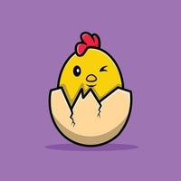 Cute Chicks Egg Cartoon Vector Icon Illustration. Animal Food Icon Concept Isolated Premium Vector. Flat Cartoon Style