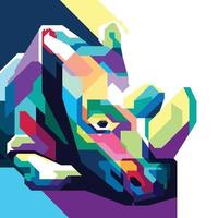 colorful rhino illustration vector