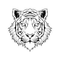 ilustración de arte de línea de cabeza de tigre vector