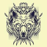 Phoenix Wolves Line Art Illustration vector