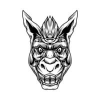 ilustración de camiseta de arte de línea de burro vector