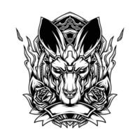 kangaroo Line Art t shirt Illustration vector