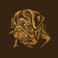 dark gold dog head illustration vector