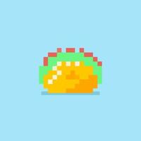 Ilustración de taco con el estilo pixel art, diseño de taco pixel, diseño aislado de taco vector