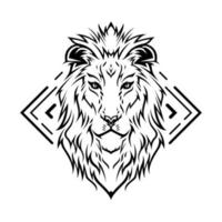 Lion Head Line Art Illustration vector