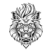 Lion Head Line Art Illustration vector