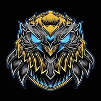 Iron Mecha Owl Logo Illustration vector