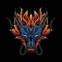 ilustración de logotipo de cabeza de fuego de dragón vector