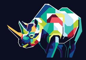 colorful rhino illustration vector