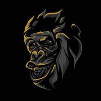 dark gorilla head illustration smile vector