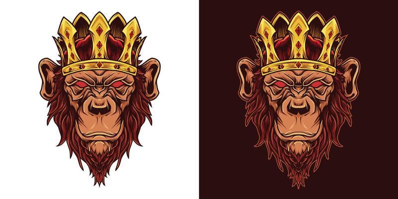 Chimp King Head Mascot Logo Illustration