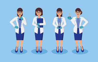 Female Scientist Characters Set vector