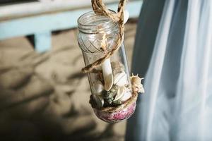 A candle in a jar. photo