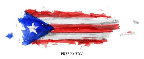 bandera de puerto rico y diseño de la pintura de la acuarela del mapa. forma de país de dibujo realista. fondo blanco aislado. vector. vector