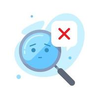 magnifying glass with cross mark, search no result found concept illustration flat design vector eps10. simple, modern graphic element for landing page, empty state ui, infographic