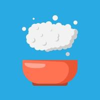 gota de arroz en un tazón de fuente icono de diseño plano, ilustración de arte de clip. vector stock aislado