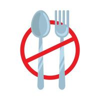 spoon and fork, forbidden to eat, fasting flat design icon, sign, symbol, pictogram, illustration vector eps10