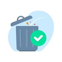 file deleted successfully, throw it away, trash concept illustration flat design vector eps10. simple, modern graphic element for landing page, empty state ui, infographic, icon