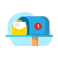 received new email notification with post box concept illustration flat design vector eps10. modern graphic element for landing page, empty state ui, infographic, icon