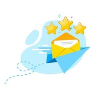 send feedback message, give opinion or rate, customer review rating concept illustration flat design vector eps10. modern graphic element for landing page, empty state ui, infographic, icon