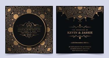 Elegant mandala wedding invitation card template design vector