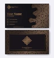 Luxury dark business card template with Ornament design vector