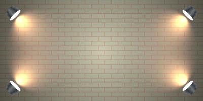 Brick wall background with lamp illustration template design vector