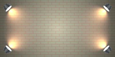 Brick wall background with lamp illustration template design vector