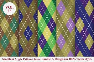 Argyle classic Pattern vector Bundle 5 designs Traditional,Fabric texture background